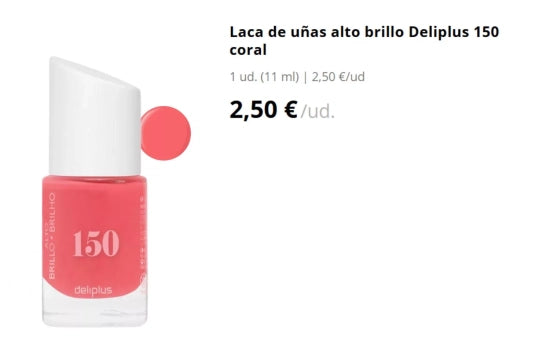 Esmalte de unhas alto brilho Deliplus 150 coral