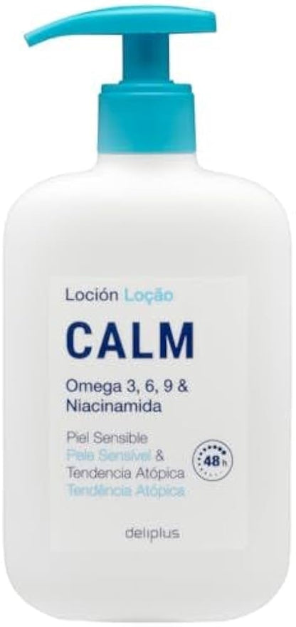 Loção corporal Calm Deliplus omega 3, 6, 9 e niacinamida